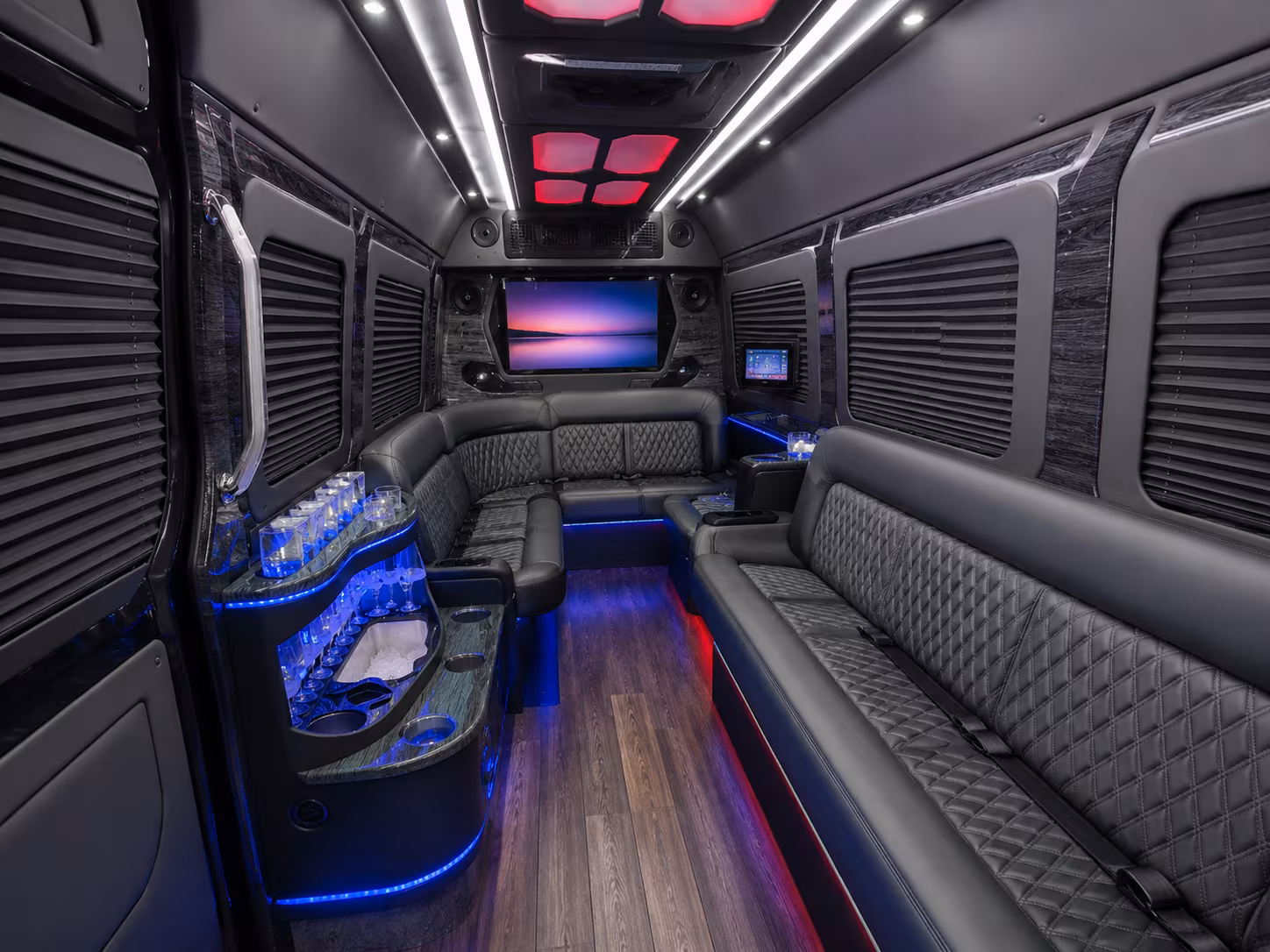 amarillo 18 passenger party bus inside