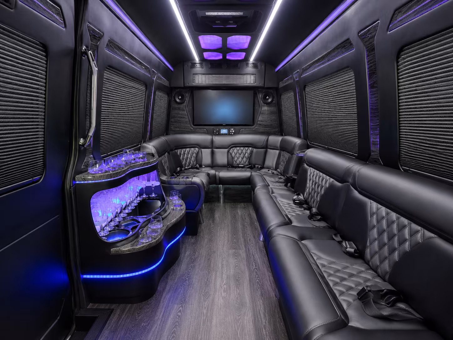 amarillo 30 passenger party bus inside